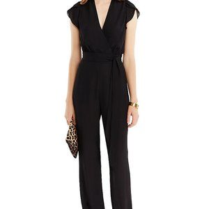 DVF Black Casey Silk Jumpsuit Size L